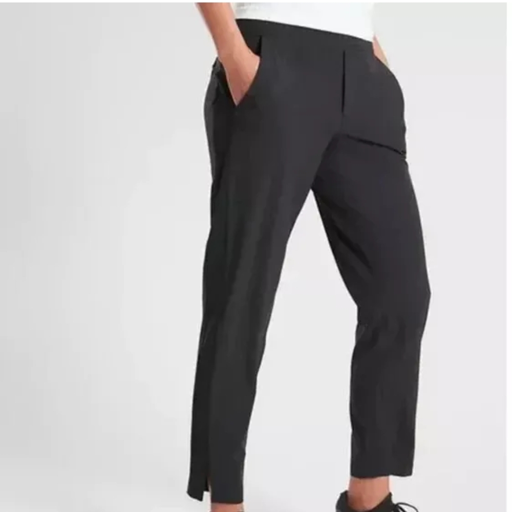 Athleta Women's Brooklyn Ankle Pant Pull On Mid-Rise Pants Black Ankle Size 10